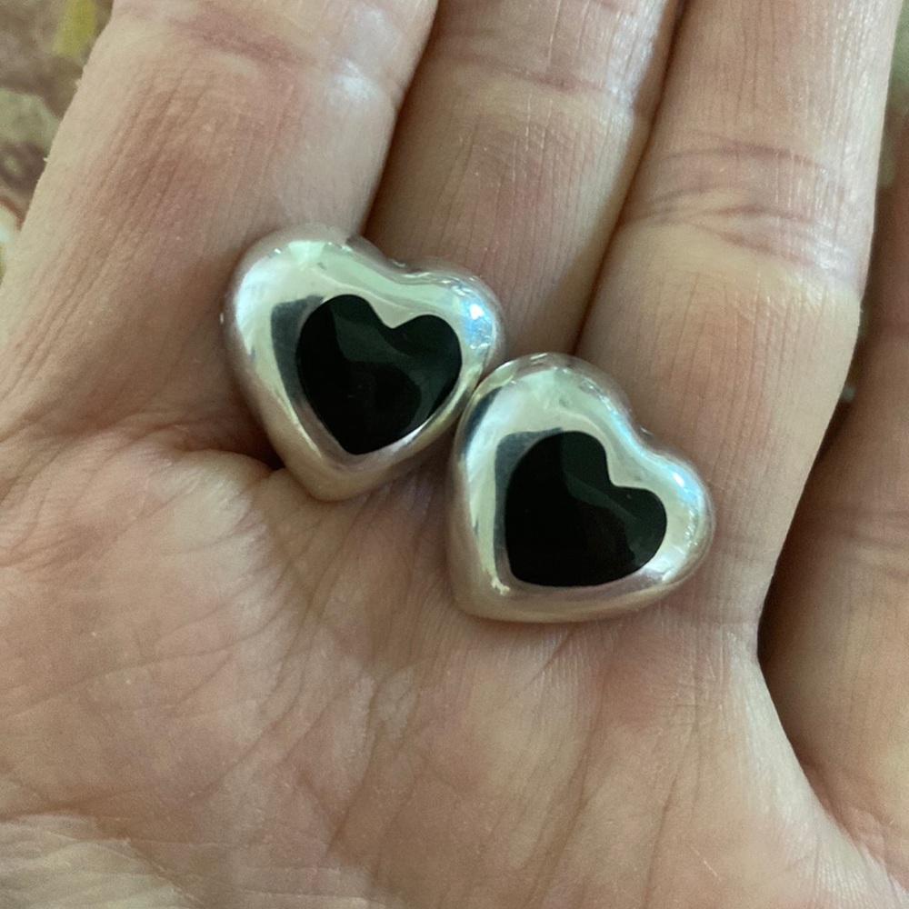 Sterling silver black onyx earrings
